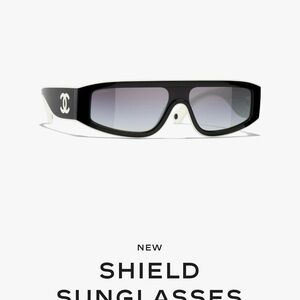 CHANEL Black and White Shield Sunglasses